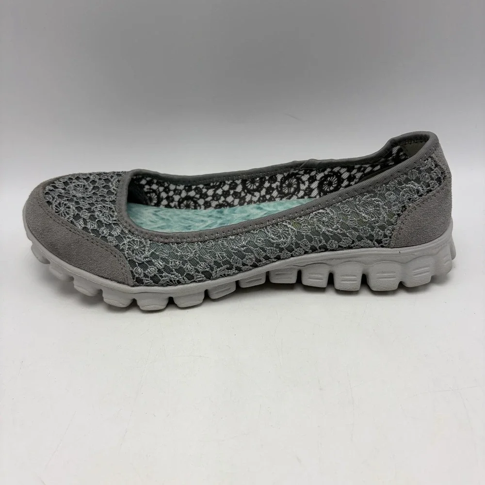 Skechers EZ Flex 2 Flighty Flats Womem 7.5 Gray Slip On Shoes Sneakerina Comfort